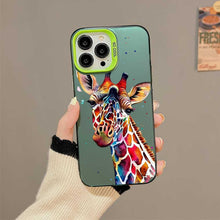 【BUY 4 ONLY PAY FOR 2】So Cool Case for iPhone with Unique Design, Watercolor Animal Hard Back + Soft Frame with Independent Button Protective Case for iPhone - Giraffe