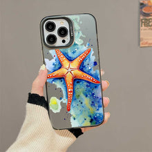【BUY 4 ONLY PAY FOR 2】So Cool Case for iPhone with Unique Design, Watercolor Animal Hard Back + Soft Frame with Independent Button Protective Case for iPhone - Starfish