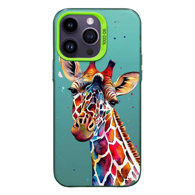 【BUY 4 ONLY PAY FOR 2】So Cool Case for iPhone with Unique Design, Watercolor Animal Hard Back + Soft Frame with Independent Button Protective Case for iPhone - Giraffe