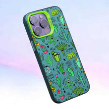 【BUY 4 ONLY PAY FOR 2】So Cool Case for iPhone with Unique Design, watercolor painting + Soft Frame with Independent Button Protective Case for iPhone -Colorful Cartoon Cactus Succulent