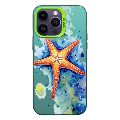 【BUY 4 ONLY PAY FOR 2】So Cool Case for iPhone with Unique Design, Watercolor Animal Hard Back + Soft Frame with Independent Button Protective Case for iPhone - Starfish
