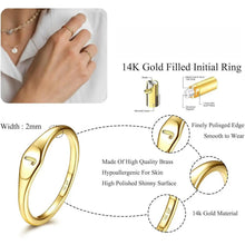 14K Plated Gold Filled Ring Initial Ring Dainty Simple Letter Band Rings Signet Stackable Pinky Alphabet Thin Thumb Rings for Women Non Tarnish Size 6 7 8 9 10 HNJZ0035