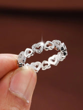 Elegant Hollow out Heart Design Rhinestone Decorated Ring, Heart Shaped Ring, Elegant Everyday Ring, Stackable Rings, Fashion Accessories for Women, Trendy All-match & Exquisite Jewelry for Birthday Gift, Dainty Stacking Rings HNJZ0038