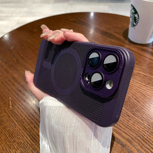 Full Camera Protection Heat Dissipation Steel Mesh Magnetic Attraction Case Cover for iPhone