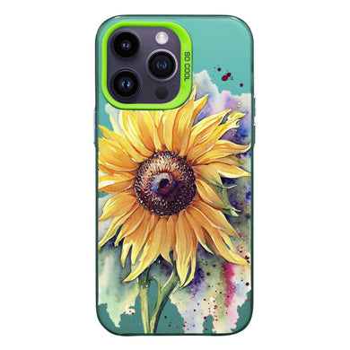 【BUY 4 ONLY PAY FOR 2】So Cool Case for iPhone with Unique Design, Watercolor Hard Back + Soft Frame with Independent Button Protective Case for iPhone - Sunflower