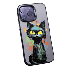 【BUY 4 ONLY PAY FOR 2】So Cool Case for iPhone with Unique Design, Watercolor Animal Hard Back + Soft Frame with Independent Button Protective Case for iPhone - Big Eye Cat