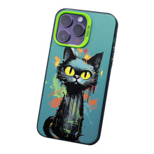 【BUY 4 ONLY PAY FOR 2】So Cool Case for iPhone with Unique Design, Watercolor Animal Hard Back + Soft Frame with Independent Button Protective Case for iPhone - Big Eye Cat