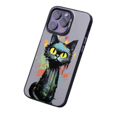 【BUY 4 ONLY PAY FOR 2】So Cool Case for iPhone with Unique Design, Watercolor Animal Hard Back + Soft Frame with Independent Button Protective Case for iPhone - Big Eye Cat