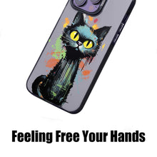 【BUY 4 ONLY PAY FOR 2】So Cool Case for iPhone with Unique Design, Watercolor Animal Hard Back + Soft Frame with Independent Button Protective Case for iPhone - Big Eye Cat