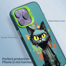 【BUY 4 ONLY PAY FOR 2】So Cool Case for iPhone with Unique Design, Watercolor Animal Hard Back + Soft Frame with Independent Button Protective Case for iPhone - Big Eye Cat