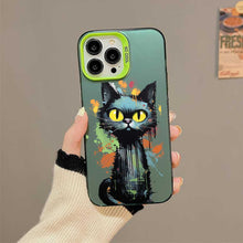 【BUY 4 ONLY PAY FOR 2】So Cool Case for iPhone with Unique Design, Watercolor Animal Hard Back + Soft Frame with Independent Button Protective Case for iPhone - Big Eye Cat