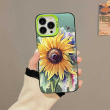 【BUY 4 ONLY PAY FOR 2】So Cool Case for iPhone with Unique Design, Watercolor Hard Back + Soft Frame with Independent Button Protective Case for iPhone - Sunflower