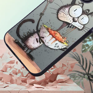 【BUY 4 ONLY PAY FOR 2】So Cool Case for iPhone with Unique Design, Watercolor Animal Hard Back + Soft Frame with Independent Button Protective Case for iPhone - Watermelon cat painting