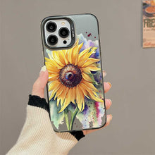 【BUY 4 ONLY PAY FOR 2】So Cool Case for iPhone with Unique Design, Watercolor Hard Back + Soft Frame with Independent Button Protective Case for iPhone - Sunflower