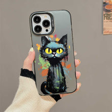 【BUY 4 ONLY PAY FOR 2】So Cool Case for iPhone with Unique Design, Watercolor Animal Hard Back + Soft Frame with Independent Button Protective Case for iPhone - Big Eye Cat