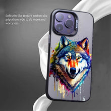 【BUY 4 ONLY PAY FOR 2】So Cool Case for iPhone with Unique Design, Watercolor Animal Hard Back + Soft Frame with Independent Button Protective Case for iPhone - Wolf