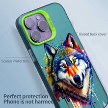 【BUY 4 ONLY PAY FOR 2】So Cool Case for iPhone with Unique Design, Watercolor Animal Hard Back + Soft Frame with Independent Button Protective Case for iPhone - Wolf