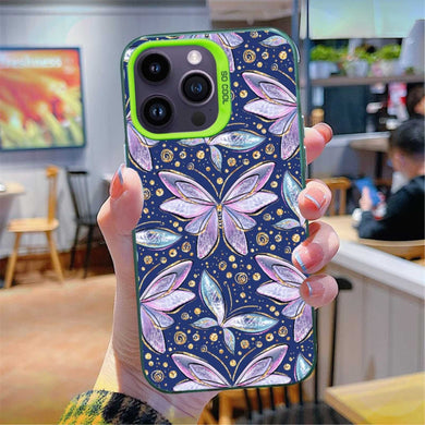 【BUY 4 ONLY PAY FOR 2】So Cool Case for iPhone with Unique Design, watercolor painting + Soft Frame with Independent Button Protective Case for iPhone -Butterfly Gold Glitter