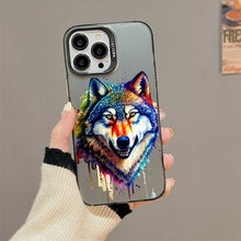 【BUY 4 ONLY PAY FOR 2】So Cool Case for iPhone with Unique Design, Watercolor Animal Hard Back + Soft Frame with Independent Button Protective Case for iPhone - Wolf