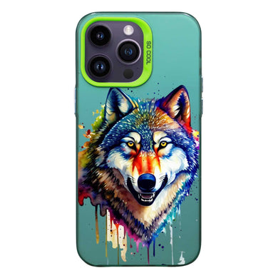 【BUY 4 ONLY PAY FOR 2】So Cool Case for iPhone with Unique Design, Watercolor Animal Hard Back + Soft Frame with Independent Button Protective Case for iPhone - Wolf