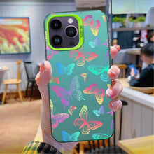 【BUY 4 ONLY PAY FOR 2】So Cool Case for iPhone with Unique Design, watercolor painting + Soft Frame with Independent Button Protective Case for iPhone -Colorful Butterfly Rainbow