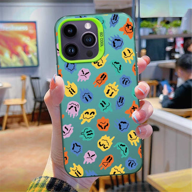 【BUY 4 ONLY PAY FOR 2】So Cool Case for iPhone with Unique Design, watercolor painting + Soft Frame with Independent Button Protective Case for iPhone -Colorful Smile Face Drip Quirky