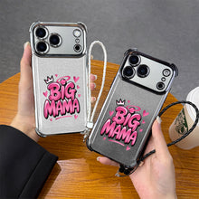 Glitter Pink Gradient Phone Case with Cute Crown & Hearts, Anti-Drop Soft Silicone Cover with Flower Lanyard for iPhone Samsung HNSJK0027