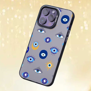 【BUY 4 ONLY PAY FOR 2】So Cool Case for iPhone with Unique Design, watercolor painting + Soft Frame with Independent Button Protective Case for iPhone -Evil Eyes1