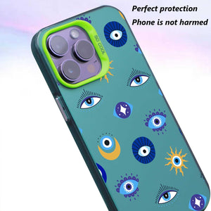 【BUY 4 ONLY PAY FOR 2】So Cool Case for iPhone with Unique Design, watercolor painting + Soft Frame with Independent Button Protective Case for iPhone -Evil Eyes1