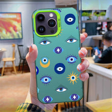 【BUY 4 ONLY PAY FOR 2】So Cool Case for iPhone with Unique Design, watercolor painting + Soft Frame with Independent Button Protective Case for iPhone -Evil Eyes1