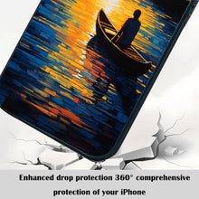 【BUY 4 ONLY PAY FOR 2】So Cool Case for iPhone with Unique Design, starry night Hard Back + Soft Frame with Independent Button Protective Case for iPhone -canoe in the water under the moon rural life impressionist3