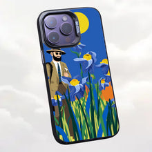 【BUY 4 ONLY PAY FOR 2】So Cool Case for iPhone with Unique Design, starry night Hard Back + Soft Frame with Independent Button Protective Case for iPhone -cartoon cowboy men in the field blue irises