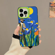 【BUY 4 ONLY PAY FOR 2】So Cool Case for iPhone with Unique Design, starry night Hard Back + Soft Frame with Independent Button Protective Case for iPhone -cartoon cowboy men in the field blue irises