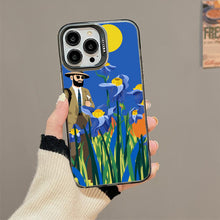 【BUY 4 ONLY PAY FOR 2】So Cool Case for iPhone with Unique Design, starry night Hard Back + Soft Frame with Independent Button Protective Case for iPhone -cartoon cowboy men in the field blue irises