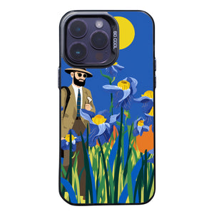 【BUY 4 ONLY PAY FOR 2】So Cool Case for iPhone with Unique Design, starry night Hard Back + Soft Frame with Independent Button Protective Case for iPhone -cartoon cowboy men in the field blue irises