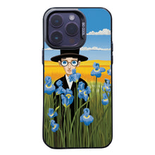 【BUY 4 ONLY PAY FOR 2】So Cool Case for iPhone with Unique Design, starry night Hard Back + Soft Frame with Independent Button Protective Case for iPhone -cartoon cowboy men in the field blue irises2