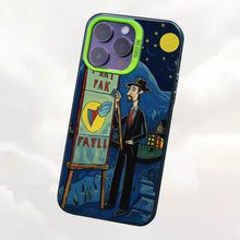 【BUY 4 ONLY PAY FOR 2】So Cool Case for iPhone with Unique Design, starry night Hard Back + Soft Frame with Independent Button Protective Case for iPhone -cartoon man under the moon and stars