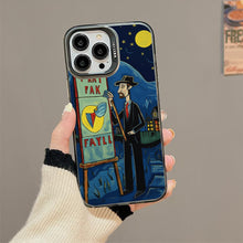 【BUY 4 ONLY PAY FOR 2】So Cool Case for iPhone with Unique Design, starry night Hard Back + Soft Frame with Independent Button Protective Case for iPhone -cartoon man under the moon and stars