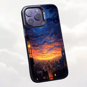 【BUY 4 ONLY PAY FOR 2】So Cool Case for iPhone with Unique Design, starry night Hard Back + Soft Frame with Independent Button Protective Case for iPhone -cartoon night sky glowing lights