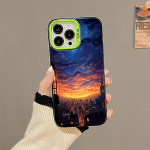 【BUY 4 ONLY PAY FOR 2】So Cool Case for iPhone with Unique Design, starry night Hard Back + Soft Frame with Independent Button Protective Case for iPhone -cartoon night sky glowing lights