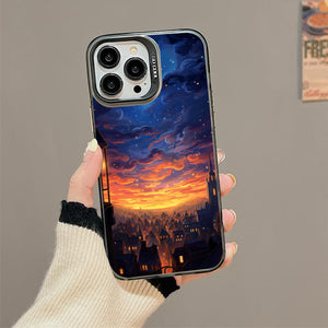 【BUY 4 ONLY PAY FOR 2】So Cool Case for iPhone with Unique Design, starry night Hard Back + Soft Frame with Independent Button Protective Case for iPhone -cartoon night sky glowing lights