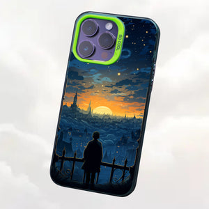 【BUY 4 ONLY PAY FOR 2】So Cool Case for iPhone with Unique Design, starry night Hard Back + Soft Frame with Independent Button Protective Case for iPhone -cartoon night sky moon glowing lights