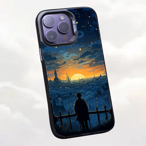 【BUY 4 ONLY PAY FOR 2】So Cool Case for iPhone with Unique Design, starry night Hard Back + Soft Frame with Independent Button Protective Case for iPhone -cartoon night sky moon glowing lights