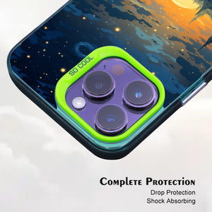 【BUY 4 ONLY PAY FOR 2】So Cool Case for iPhone with Unique Design, starry night Hard Back + Soft Frame with Independent Button Protective Case for iPhone -cartoon night sky moon glowing lights