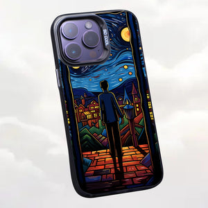 【BUY 4 ONLY PAY FOR 2】So Cool Case for iPhone with Unique Design, starry night Hard Back + Soft Frame with Independent Button Protective Case for iPhone -cartoon starry night