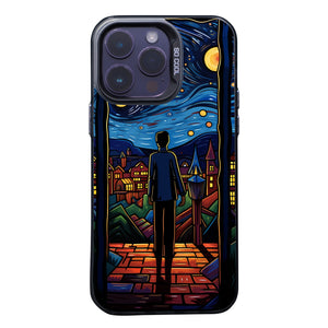 【BUY 4 ONLY PAY FOR 2】So Cool Case for iPhone with Unique Design, starry night Hard Back + Soft Frame with Independent Button Protective Case for iPhone -cartoon starry night