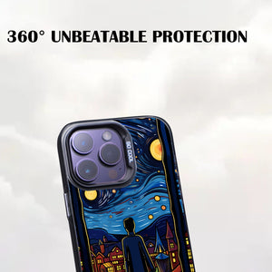 【BUY 4 ONLY PAY FOR 2】So Cool Case for iPhone with Unique Design, starry night Hard Back + Soft Frame with Independent Button Protective Case for iPhone -cartoon starry night