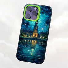 【BUY 4 ONLY PAY FOR 2】So Cool Case for iPhone with Unique Design, starry night Hard Back + Soft Frame with Independent Button Protective Case for iPhone -Castle Christmas tree with a starry sky