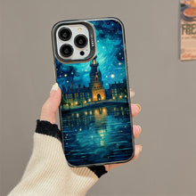 【BUY 4 ONLY PAY FOR 2】So Cool Case for iPhone with Unique Design, starry night Hard Back + Soft Frame with Independent Button Protective Case for iPhone -Castle Christmas tree with a starry sky