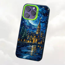 【BUY 4 ONLY PAY FOR 2】So Cool Case for iPhone with Unique Design, starry night Hard Back + Soft Frame with Independent Button Protective Case for iPhone -Castle Christmas tree with a starry sky2